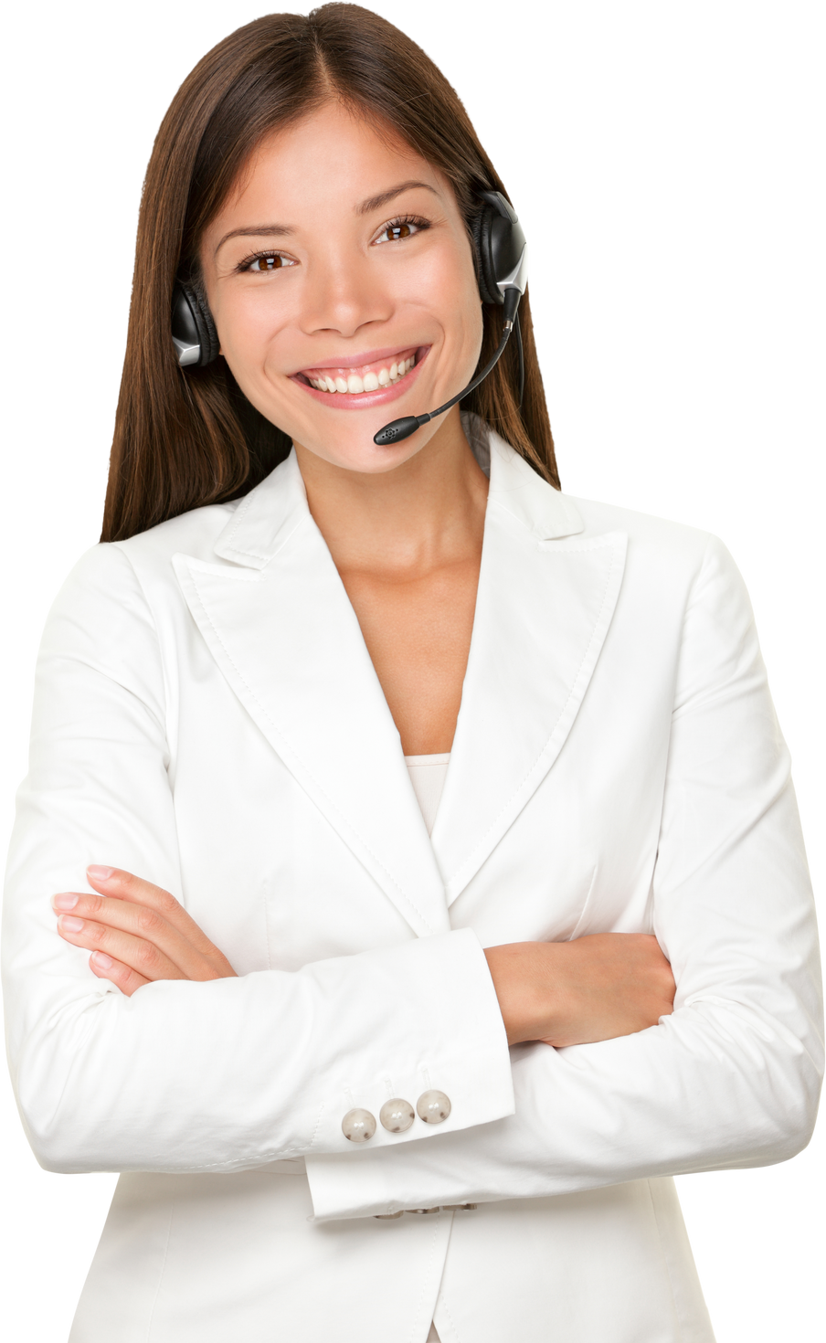 Cheerful Asian Call Operator